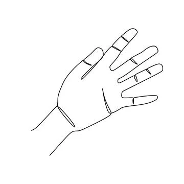 Number five Hand gesture language alphabet continuous line drawing design. Si Stock Illustration