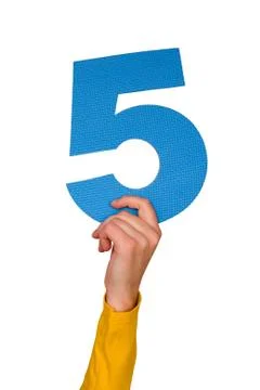 Number five in hand Stock Photos