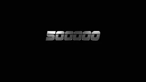 Number five hundred thousand, animated, metal colors, on a black background Stock Footage 157728543