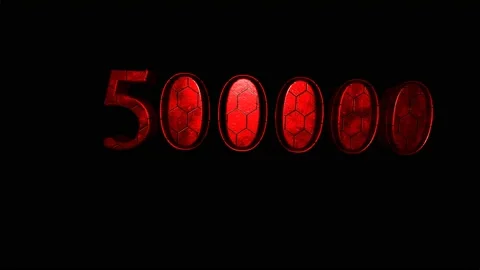 Number five hundred thousand, red, animated with departures and movements on Stock Footage 157729084