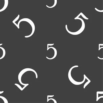 Number five icon sign. Seamless pattern on a gray background. Vector Illustrazione stock