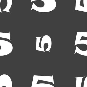 Number five icon sign. Seamless pattern on a gray background. Vector Stock Illustration