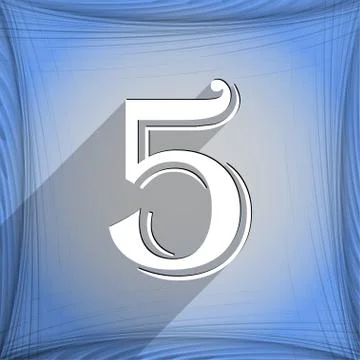 Number five icon symbol Flat modern web design with long shadow and space for Stock Illustration