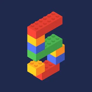 Number five in isometric. Color constructor Stock Illustration