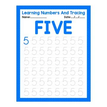 Number Five Learning Number And Tracing Stock Illustration