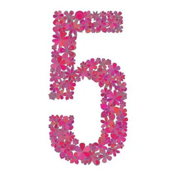 Number five made of flowers. Stock Illustration