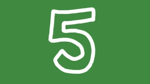 Number five mathematics 5 star rank hand-drawn cartoon graphic Stock Footage 341293766