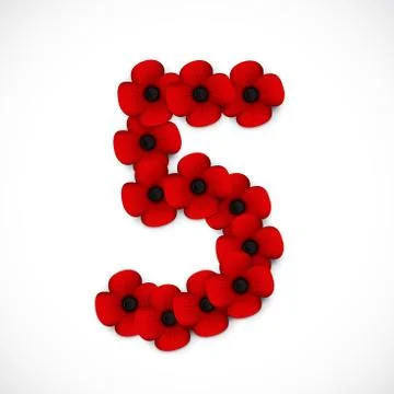 Number five poppy background Stock Illustration