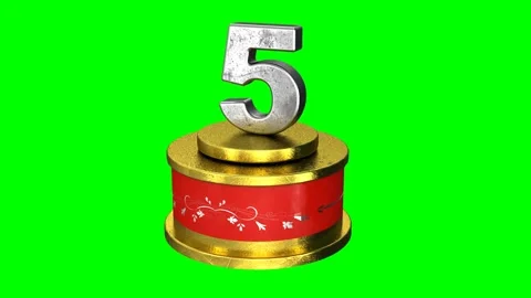  Number five on a red and gold podium on green screen Stock Footage 138408702