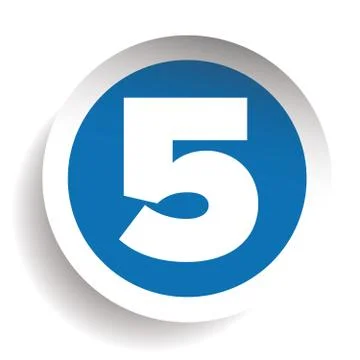 Number Five sticker vector blue Stock Illustration