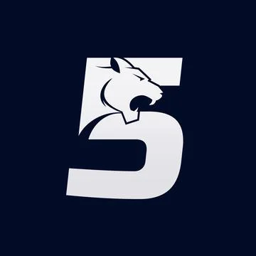 Number Five Tiger, Numeral Predator Logo Design Vector Stock Illustration