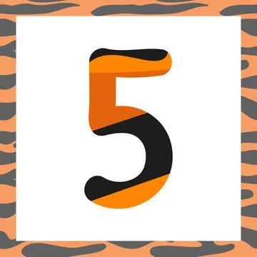 Number five with tiger pattern Stock-Illustration