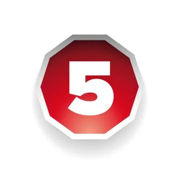 Number five vector label red Stock Illustration