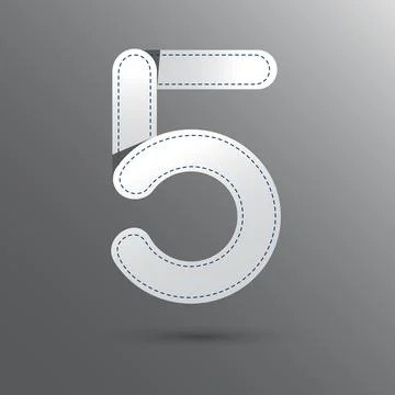 Number Five with white and gray color . Vector design template elements for y Stock Illustration
