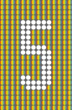 Number five with white circles on rainbow circles 스톡 일러스트