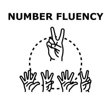 Number fluency learning concept with counting hands Stock Illustration
