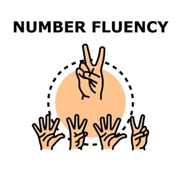 Number fluency learning concept with counting hands Stock Illustration