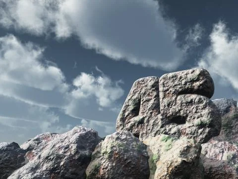 Number forty five rock under cloudy blue sky - 3d illustration Stock Illustration