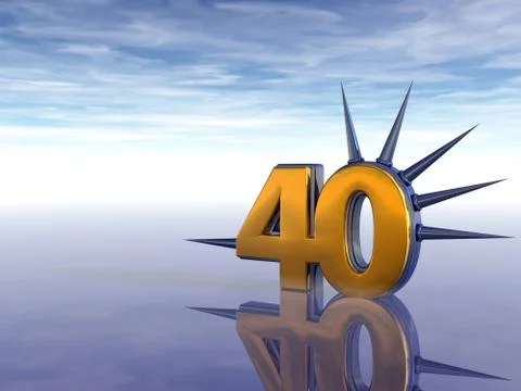 Number forty with prickles under cloudy sky - 3d illustration Stock-Illustration