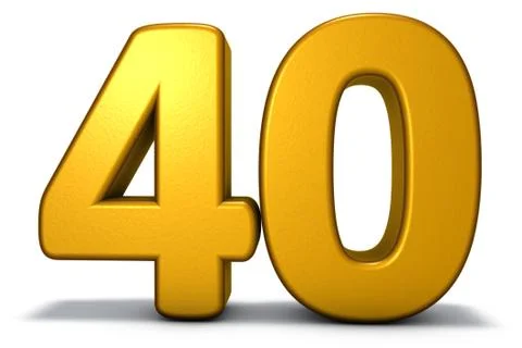 Number forty on white background - 3d rendering Stock Illustration