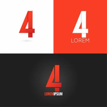 Number four 4 logo design icon set background Stock Illustration