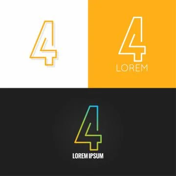 Number four 4 logo design icon set background Stock Illustration