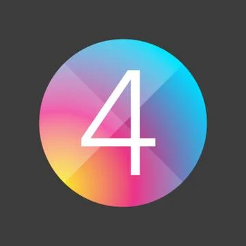 Number four colorful button Stock Illustration