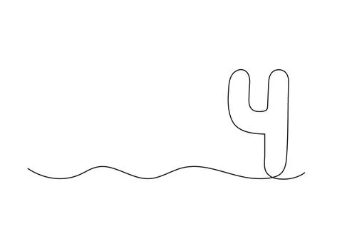 Number four, continuous one line drawing. Black hand single minimalist line Stock Illustration