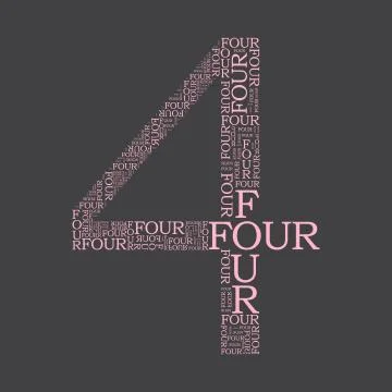 Number four created from text Illustrazione stock