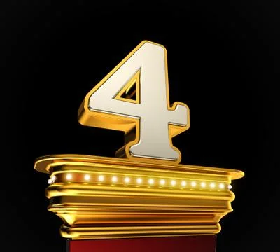 Number four on golden platform Stock Illustration