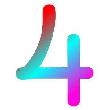 Number four in gradient red, blue, and purple color Stock Illustration