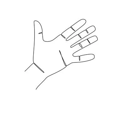 Number four Hand gesture language alphabet continuous line drawing design. Si Stock Illustration