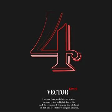 Number four icon symbol Flat modern web design with long shadow and space for Stock Illustration
