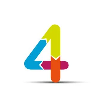 Number four is made up of four colored arrows. Illustrazione stock