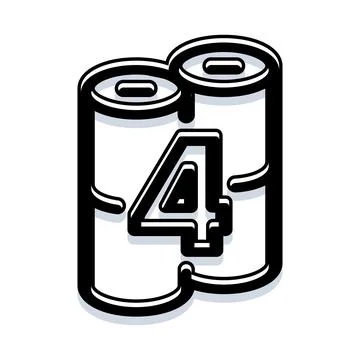 Number four over two abstract cylinders illustration Stock Illustration