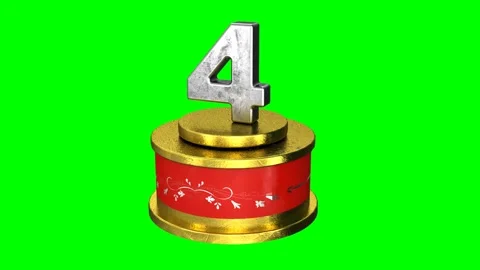  Number four on a red and gold podium on green screen Stock Footage