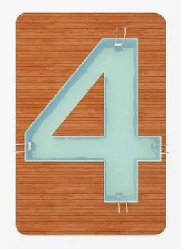 Number four in the shape of the pool 3d rendering Illustrazione stock