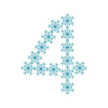 Number four of snowflakes Stock Illustration