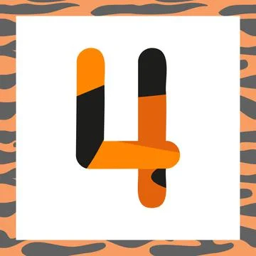 Number four with tiger pattern Stock Illustration