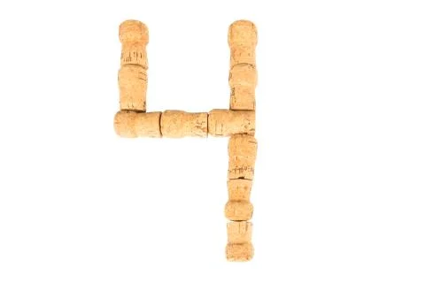 Number four of wine corks Stock Photos