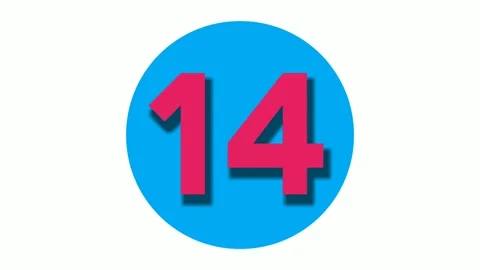 Number fourteen 14 cartoon animation on ... | Stock Video | Pond5