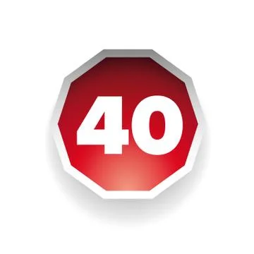 Number fourty vector label red Stock Illustration