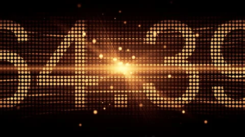 Number Illustrates on Orange LED Screen Stock Footage 1038137