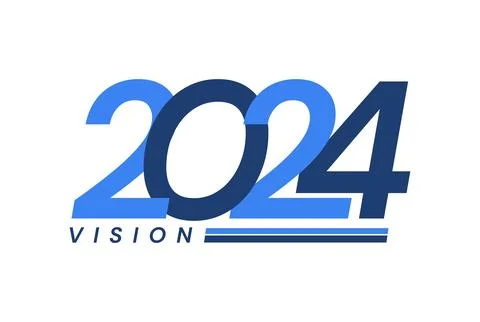 Number image design, vision 2024 logos, year design, vector illustration Illustrazione stock