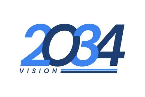 Number image design, vision 2034 logos, year design, vector illustration Stock Illustration