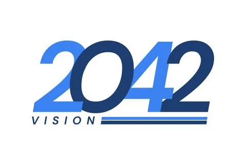 Number image design, vision 2042 logos, year design, vector illustration Stock Illustration