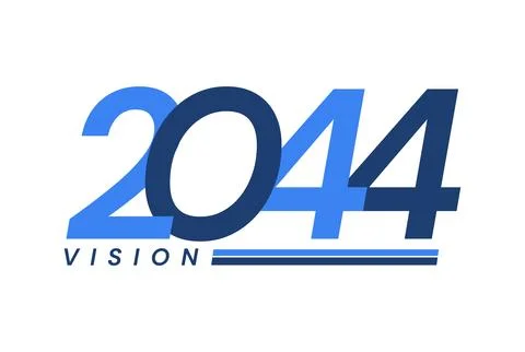 Number image design, vision 2044 logos, year design, vector illustration Stock Illustration