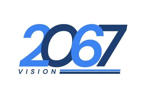 Number image design, vision 2067 logos, year design, vector illustration Stock Illustration
