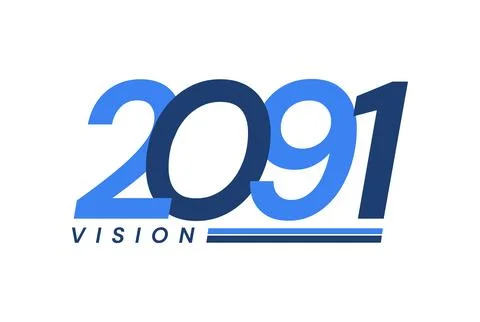 Number image design, vision 2091 logos, year design, vector illustration Stock Illustration