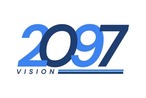 Number image design, vision 2097 logos, year design, vector illustration Stock Illustration